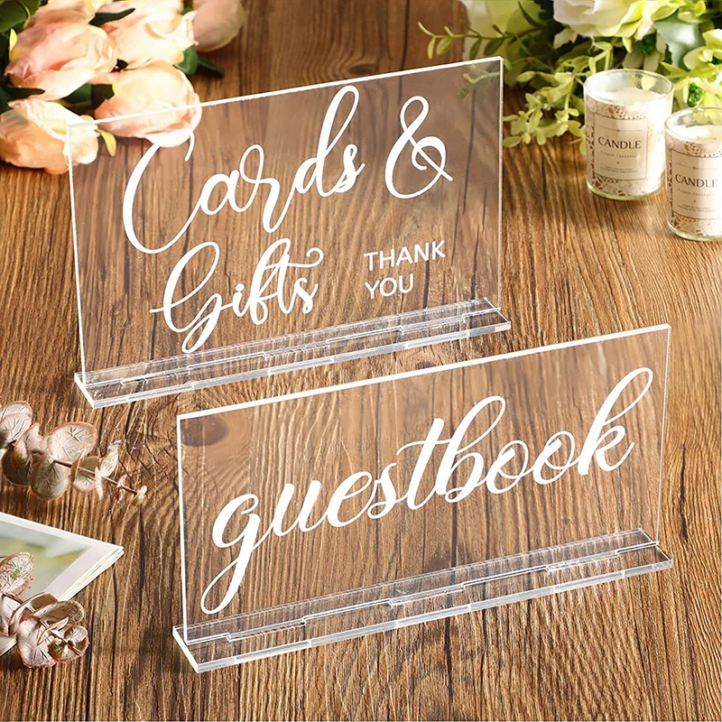 Wedding Ceremony Supply - YOMDID 2pcs Rustic อะคริลิคจัดงานแต่งงานป้ายสมุดเยี่ยม Place ผู้ถือบัตรป้าย