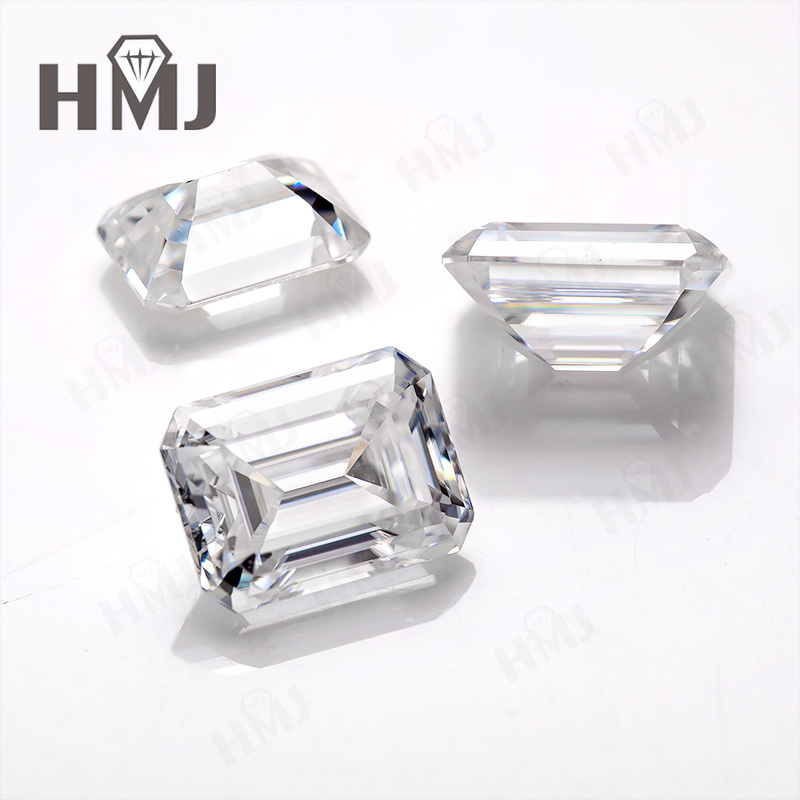 Wedding Supply Wholesale - โมอิสซาไนต์ขายส่ง รูปทรงเอเมอรัลด์ สี D ขาวพิเศษ ผ่านการทดสอบเพชร