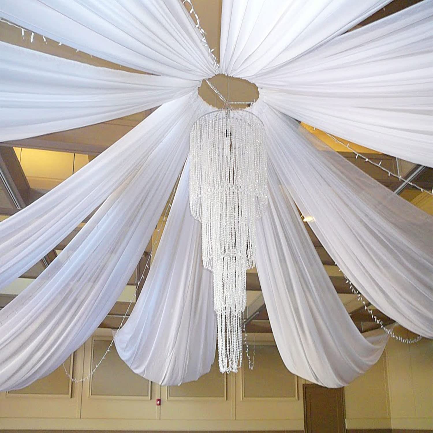Wedding Ceremony Supply - จัดงานแต่งงานเพดานผ้าม่านตกแต่งหลังคา SHEER ชีฟองผ้าม่าน Tulle Draping ฉากหลัง