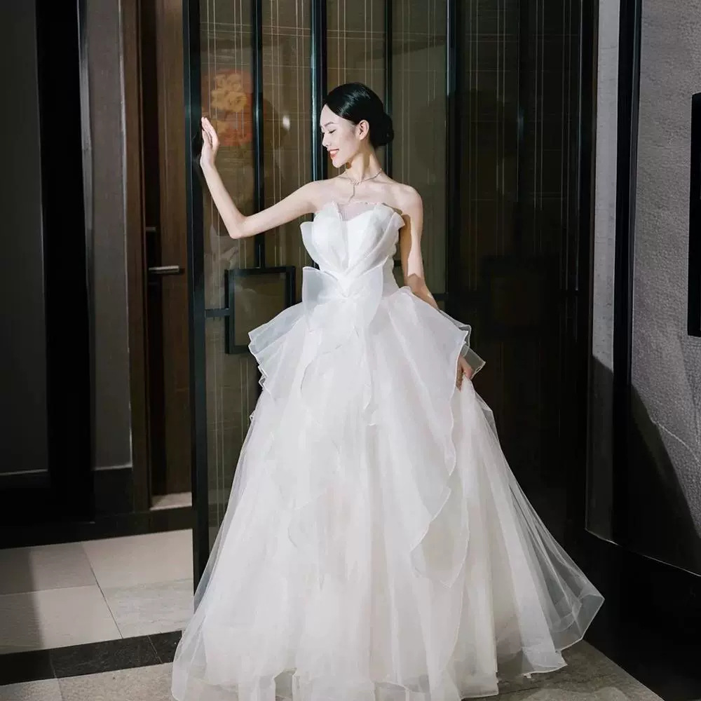 Bridal Sash Ribbon - ชุดแต่งงานสไตล์โมเดิร์นแบบไร้สาย แฟชั่นราคาประหยัด ชุดเจ้าสาวทรงเอไลน์ สง่างาม ชุดเจ้าสาวแบบสั่งตัดได้