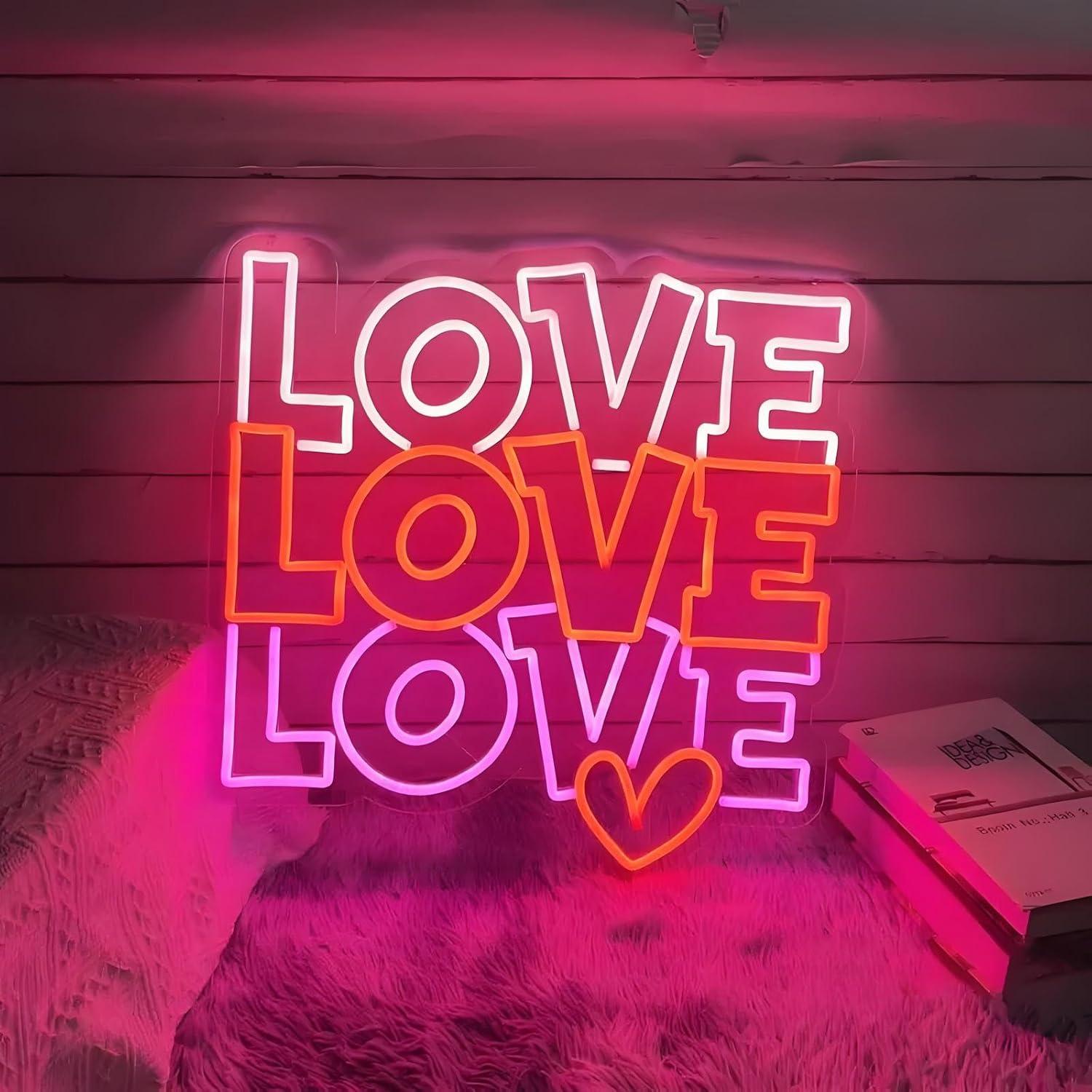 Wedding Shop - ป้ายไฟนีออนรูปหัวใจ ไฟ LED ปรับความสว่างได้ ใช้พอร์ต USB