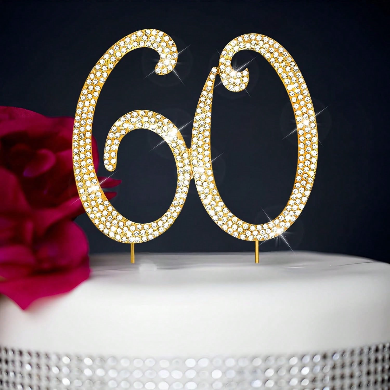 Unity Candle Set - ตัวเลขประดับเค้กขนาดใหญ่ประดับเพชร (1 ชิ้น)-0/1/3-9 ดีไซน์วิบวับสำหรับงานวันเกิด งานแต่งงาน และงานครบรอบ