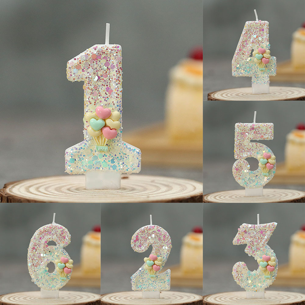Unity Candle Set - เทียนตัวเลข 0-9 สำหรับตกแต่งงานปาร์ตี้ แบบสองสี เรืองแสง ไม่มีกลิ่น