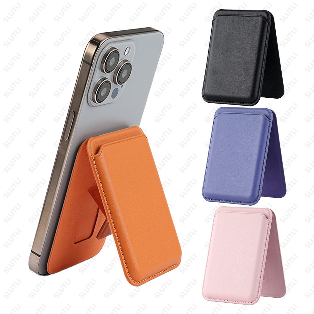 Place Card Holder - กระเป๋าสตางค์หนังพร้อมเคสตั้งได้ แม่เหล็กแรง สำหรับ Magsafe สำหรับ iPhone