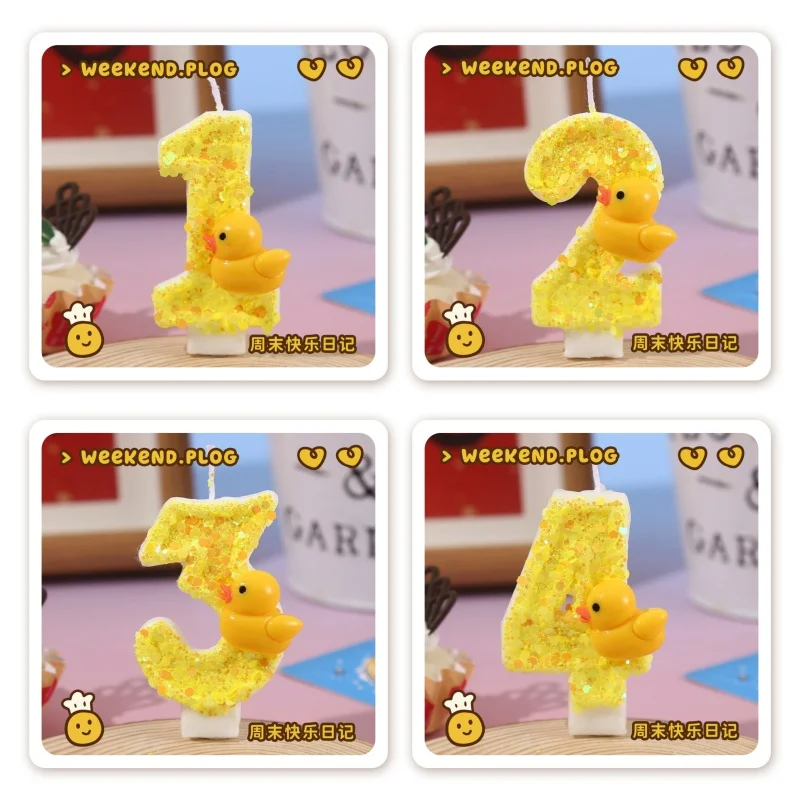 Unity Candle Set - 3D Mini เป็ดสีเหลือง Theme เทียนเค้กตกแต่ง 0-9