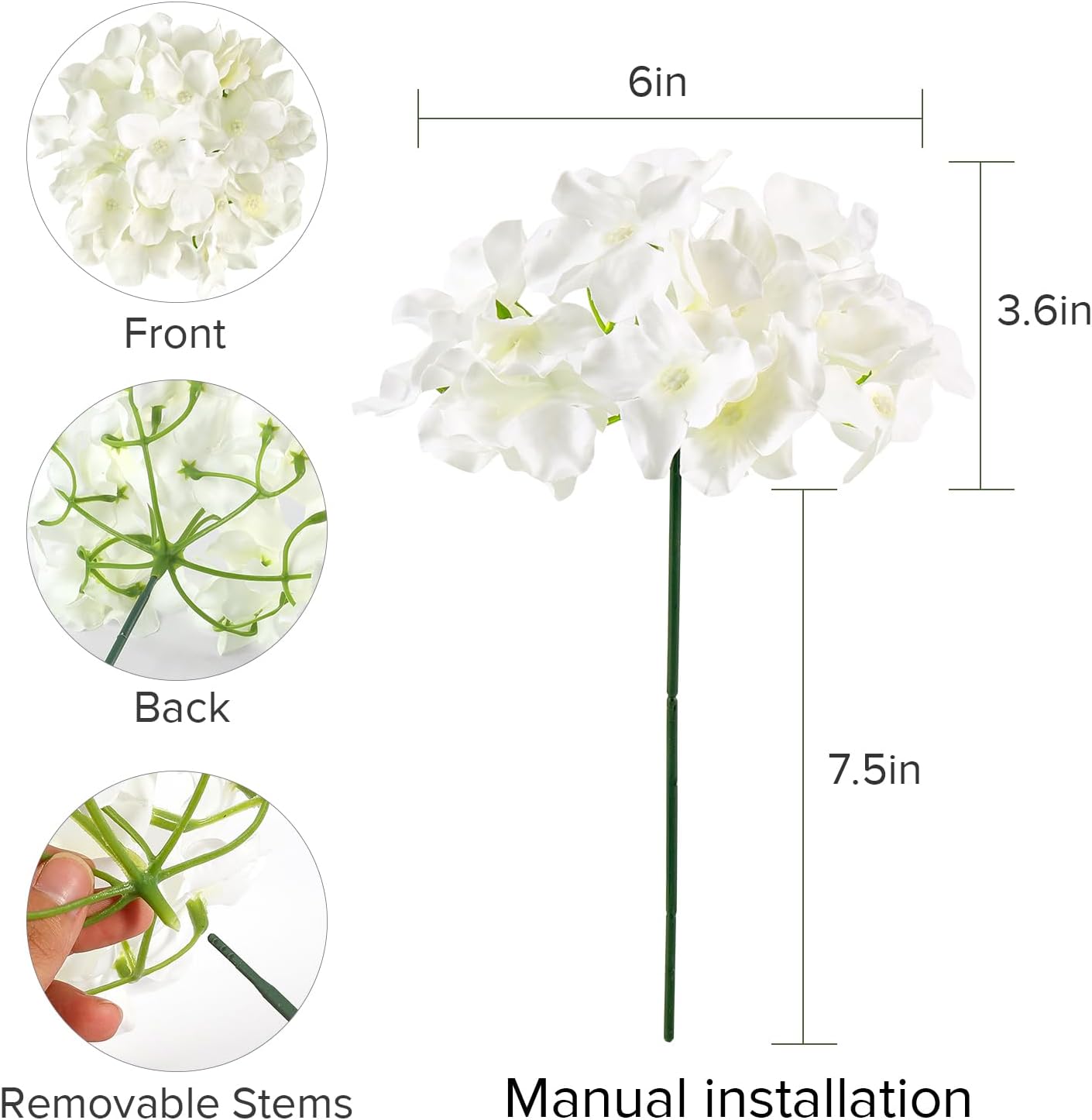 ดอกไฮเดรนเยียประดิษฐ์สีขาวจำนว - Wedding Supply Bulk บทวิจารณ์และราคา