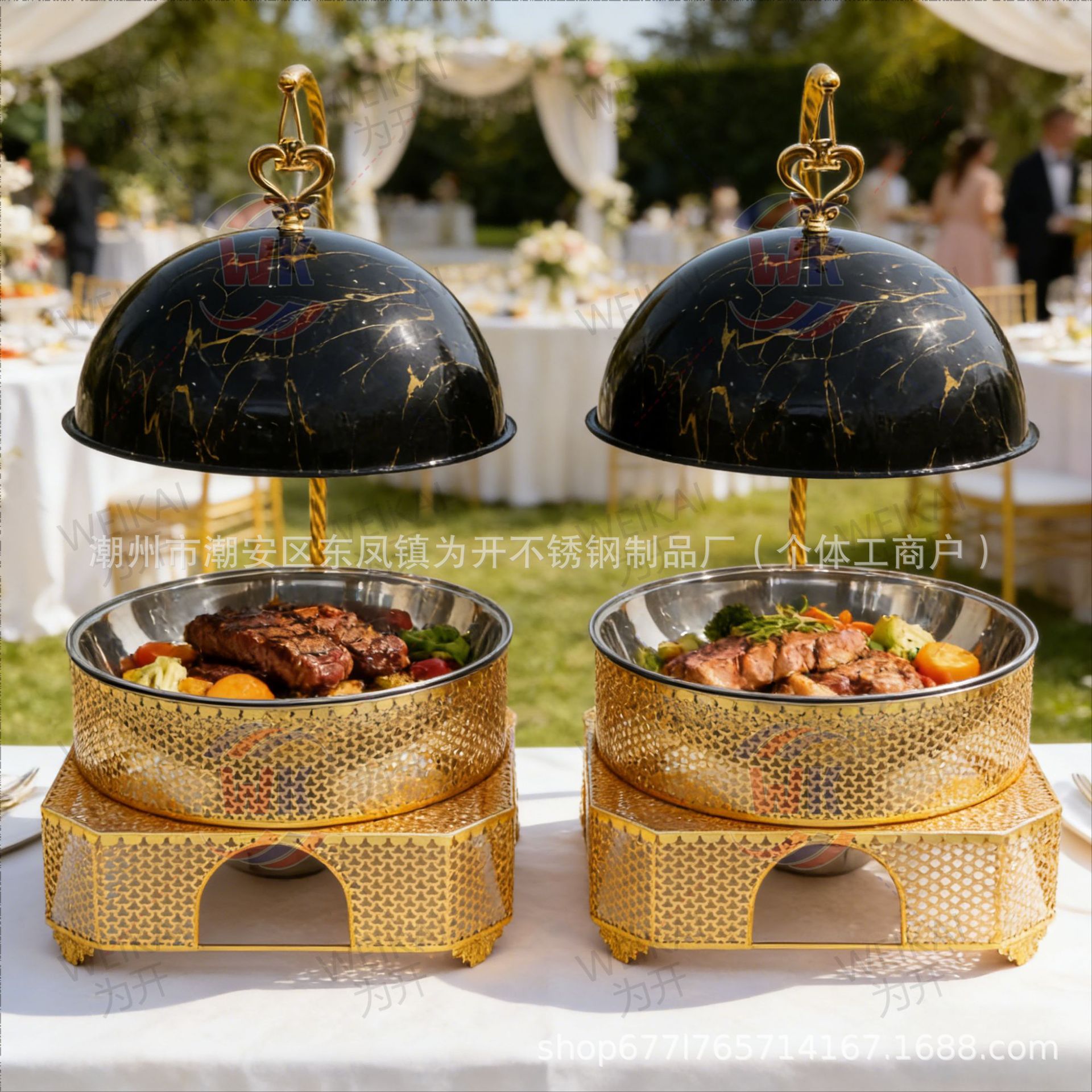 เตาบุฟเฟ่ต์ทองคำทรงกลมหรูหราสำ - Wedding Alcohol Supply บทวิจารณ์และราคา