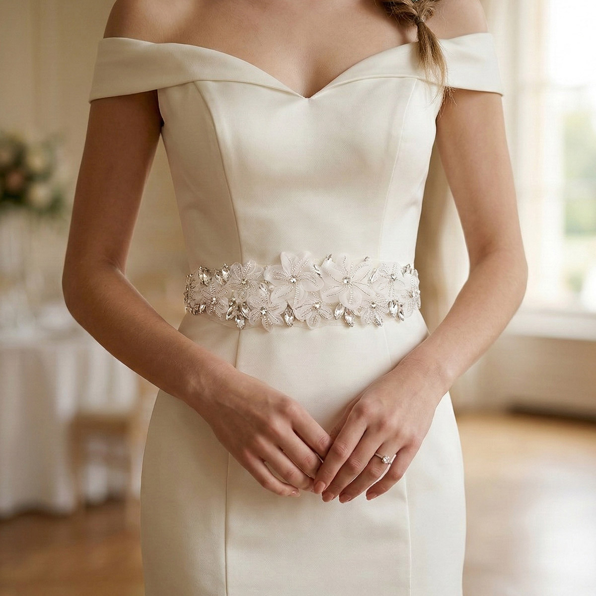 เข็มขัดแต่งงานลายดอกไม้ 3 มิติ - Bridal Sash Ribbon บทวิจารณ์และราคา