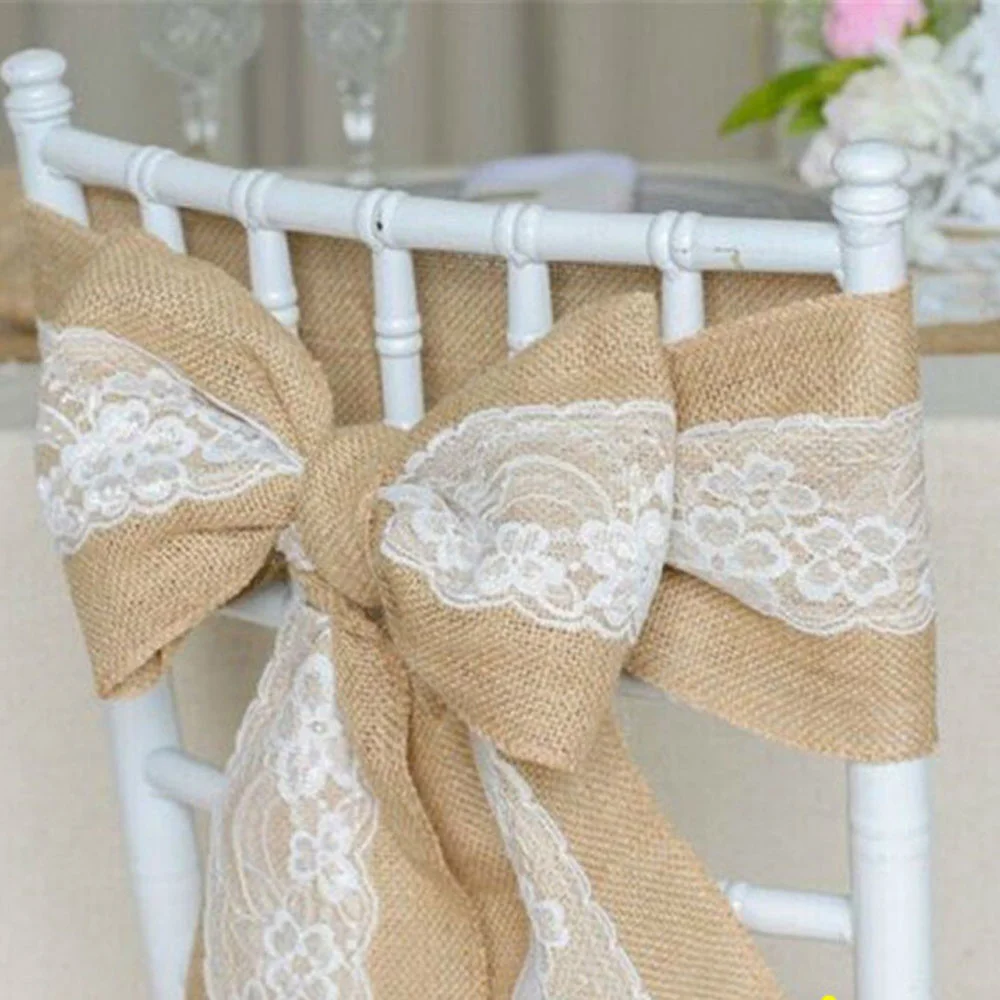 10PC เก้าอี้ผ้าลินินกลับตกแต่ง - Supply Wedding Venue บทวิจารณ์และราคา