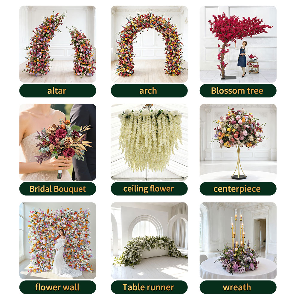 ฉากหลังดอกไม้ประดิษฐ์ผ้าไหมสีข - Wedding Supply Wholesale บทวิจารณ์และราคา