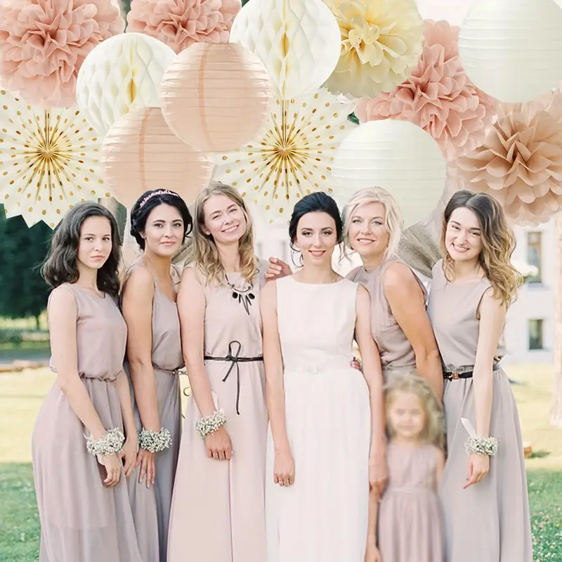 ดอกไม้กระดาษสีแชมเปญโกลด์และสี - Wedding Ceremony Supply บทวิจารณ์และราคา